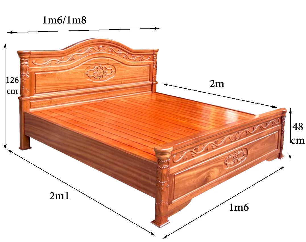 Giường ngủ gỗ Xoan Đào bền đẹp cho gia đình