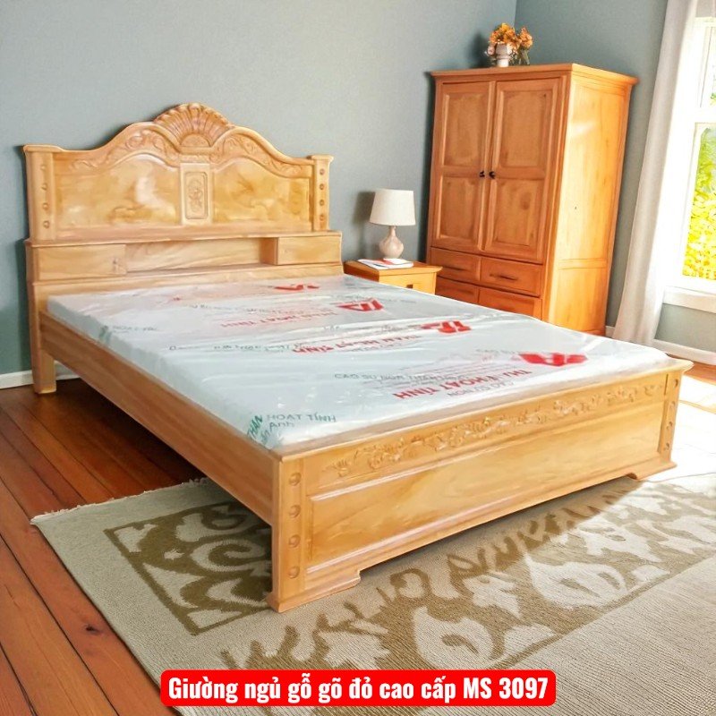 Giường ngủ gỗ gõ đỏ cao cấp