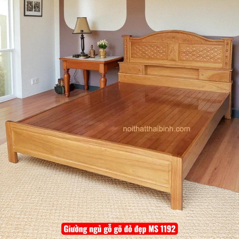 Giường ngủ gỗ gõ đỏ đẹp
