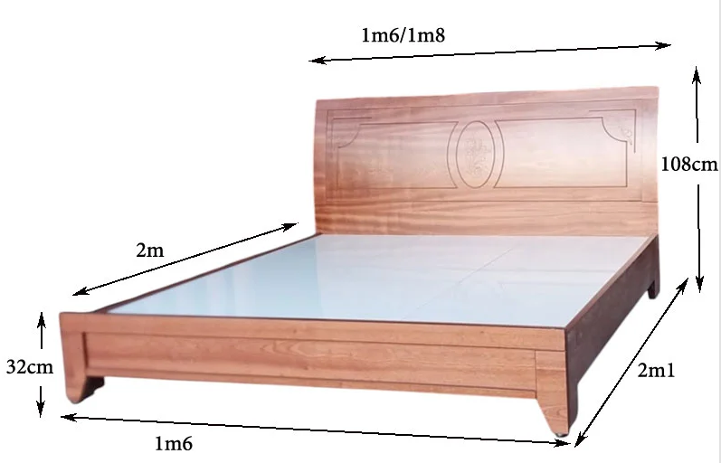 Giường ngủ gỗ tự nhiên 1m6x2m