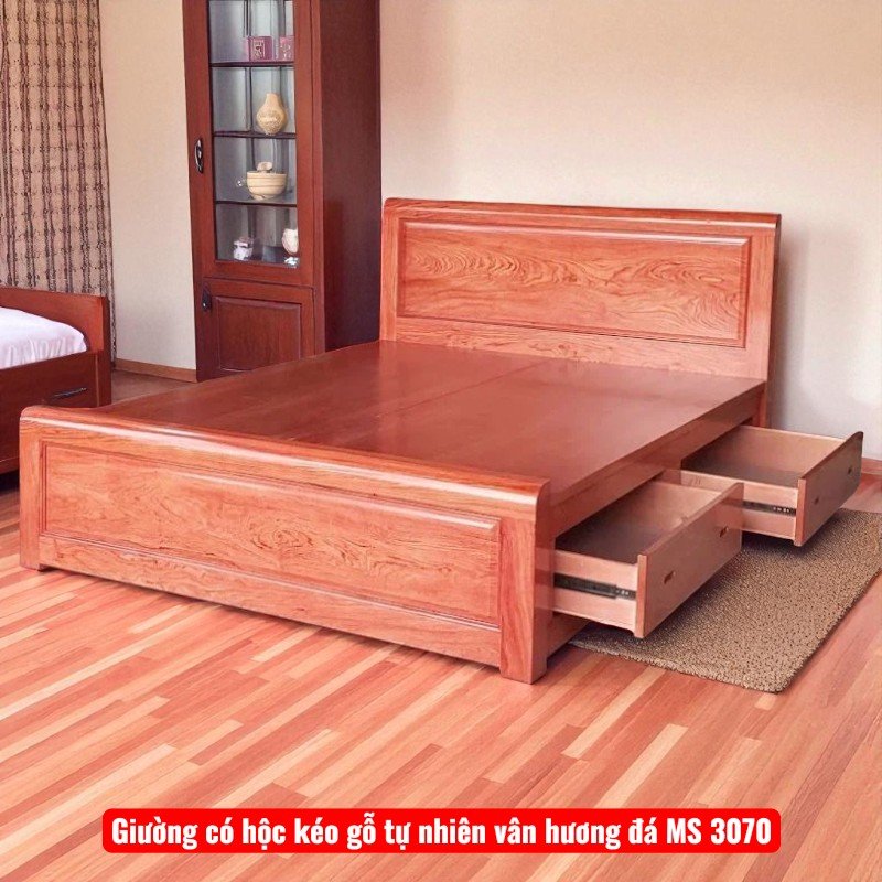 Giường ngủ gỗ tự nhiên có hộc kéo