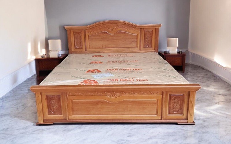 7 mẫu giường ngủ gỗ xoan đào tự nhiên đẹp TPHCM