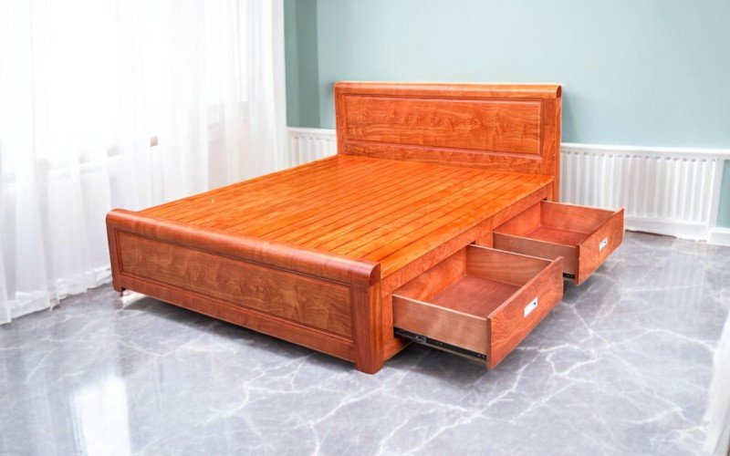 Mẫu giường gỗ đơn giản đẹp tại TPHCM