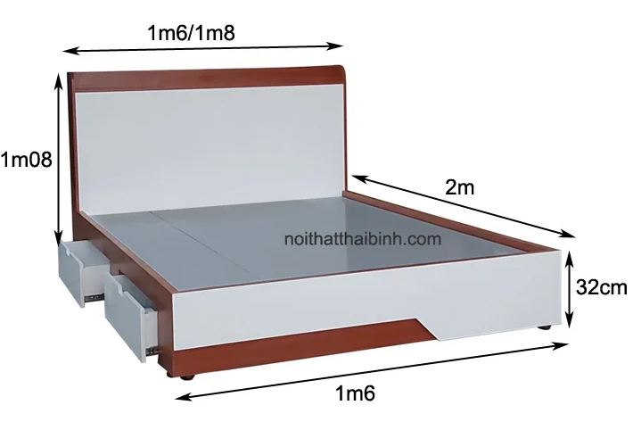 Giường ngủ gỗ công nghiệp có hộc kéo