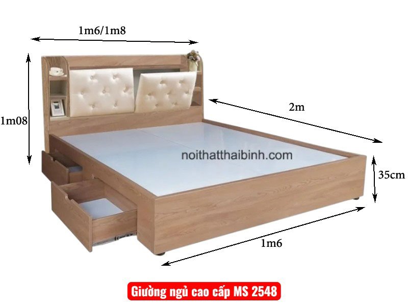 Giường ngủ gỗ mdf có hộc kéo