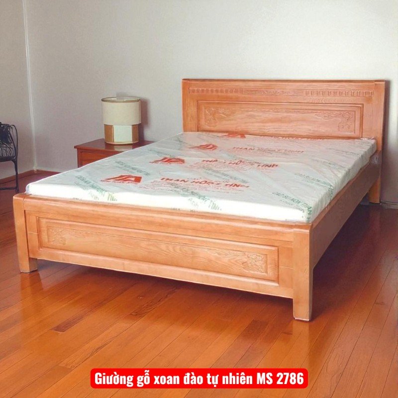 Giường ngủ gỗ xoan đào tự nhiên
