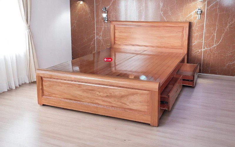 Giá giường gỗ xoan đào 1m8x2m