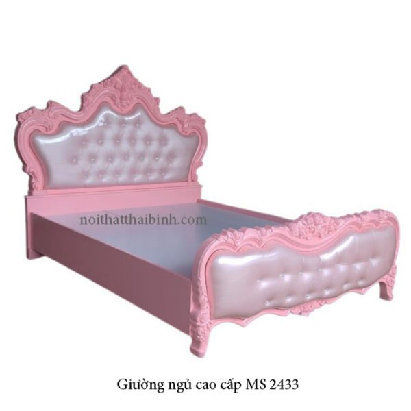 Giường ngủ cao cấp màu hồng MS 2433