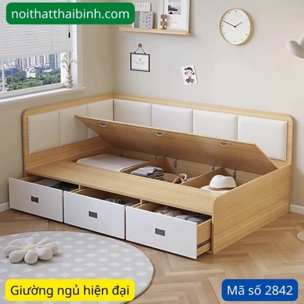 Giường ngủ hiện đại có hộc kéo MS 2842
