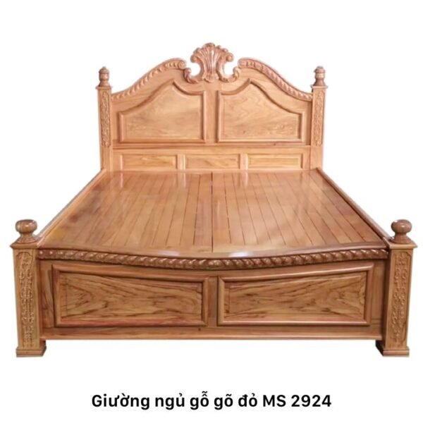 Giường ngủ gỗ gỏ đỏ tự nhiên cao cấp MS 2924