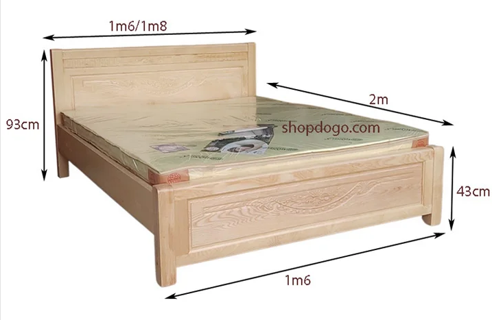 Giường ngủ gỗ sồi tự nhiên cao cấp