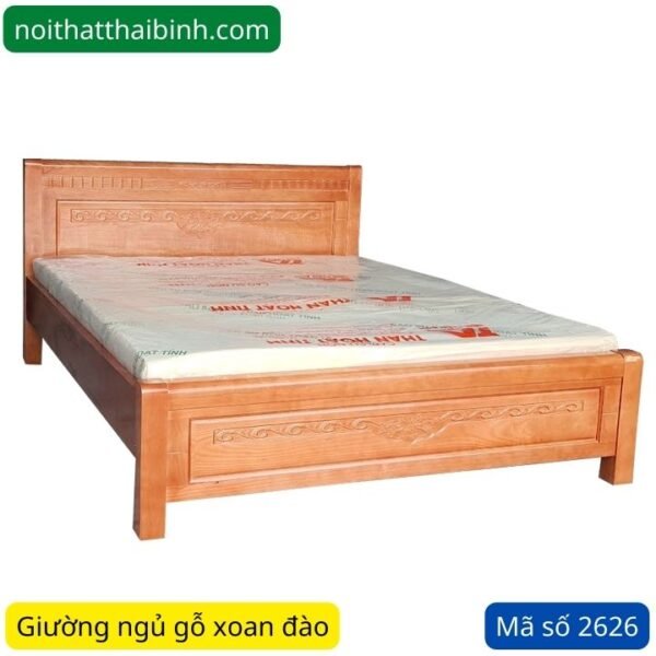 Giường ngủ gỗ xoan đào đẹp MS 2626
