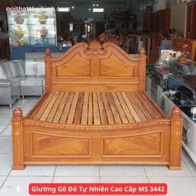 Giường Gõ Đỏ Tự Nhiên Cao Cấp MS 3442
