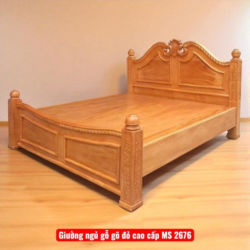Giường ngủ gỗ gõ đỏ cao cấp MS 2676