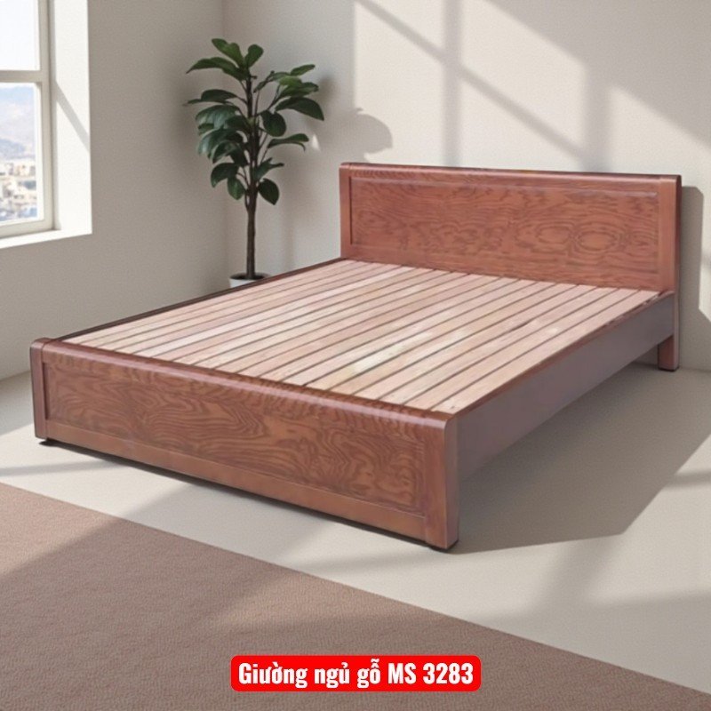Giường Ngủ Gỗ Sồi Sơn Màu Gỗ Óc Chó MS 3283