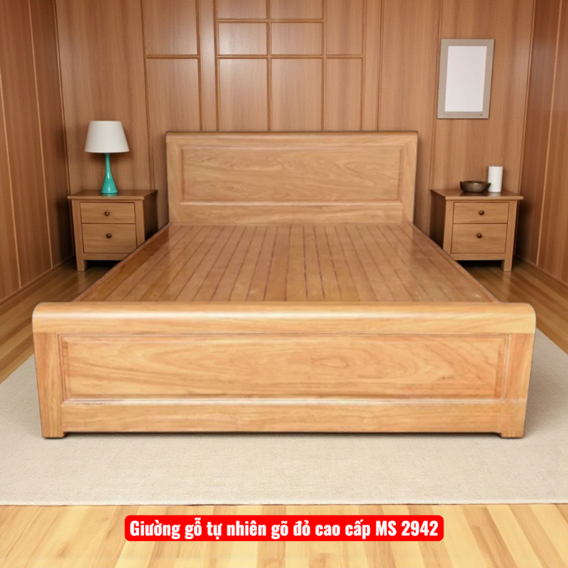Giường Ngủ Gỗ Tự Nhiên Vân Gõ Dát Phản MS 2942