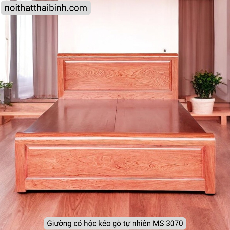 Giường có hộc kéo gỗ tự nhiên vân hương đá MS 3070 - Ảnh 3