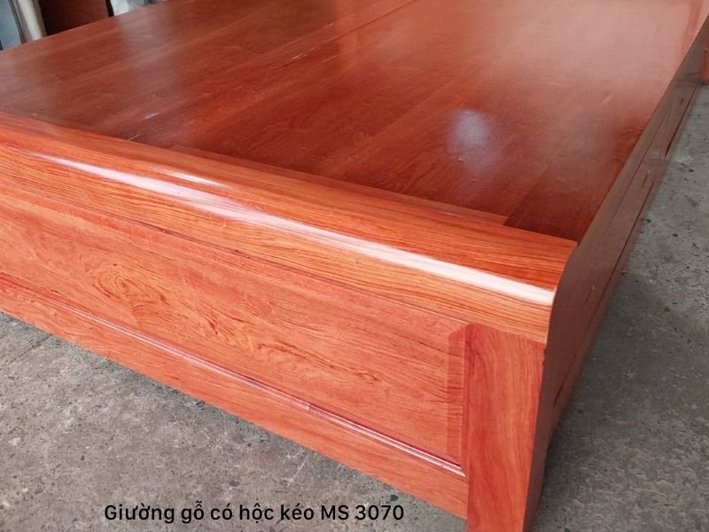 Giường có hộc kéo gỗ tự nhiên vân hương đá MS 3070 - Ảnh 5
