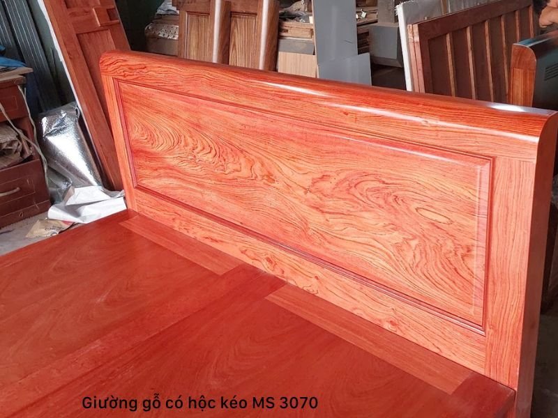Giường có hộc kéo gỗ tự nhiên vân hương đá MS 3070 - Ảnh 6