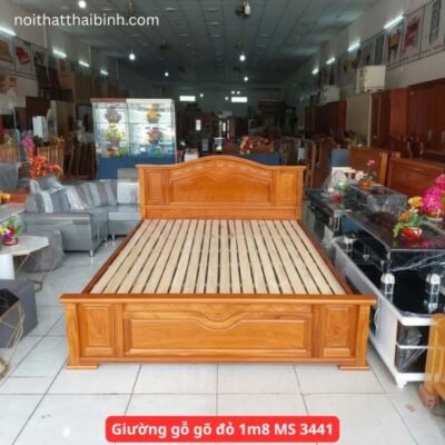 Giường gỗ gõ đỏ 1m8 MS 3441