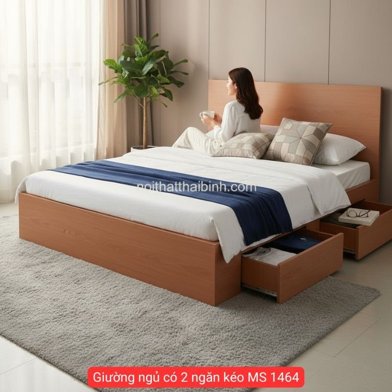 Giường ngủ có 2 ngăn kéo MS 1464