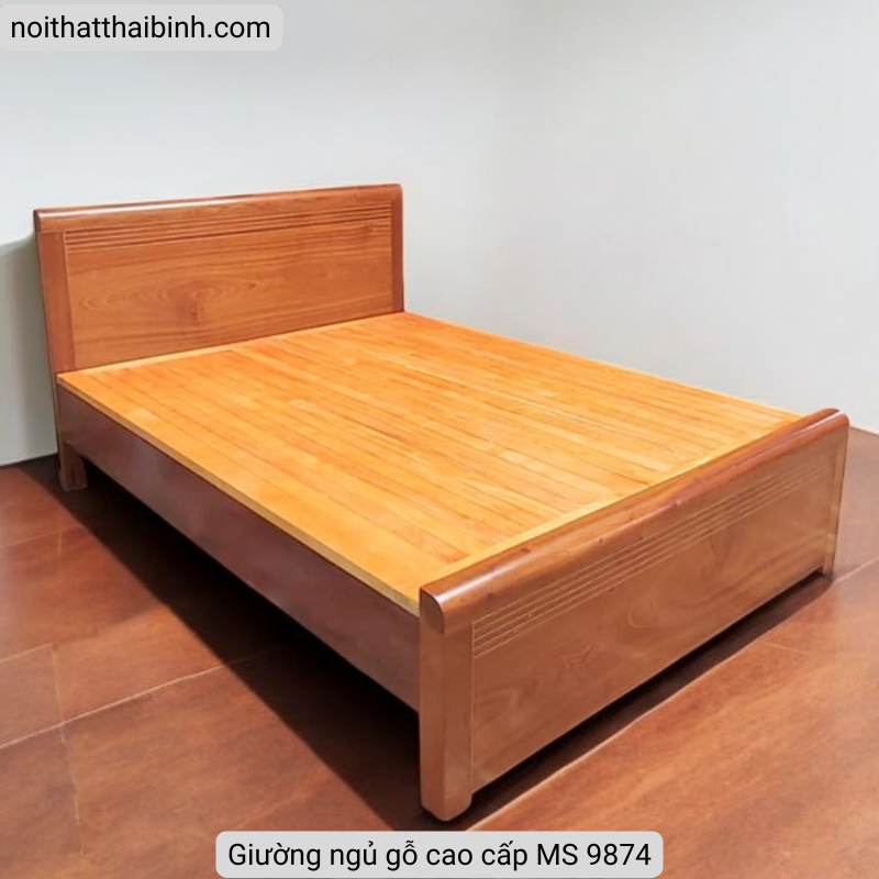 Giường gỗ tự nhiên cao cấp MS 9874 - Ảnh 2