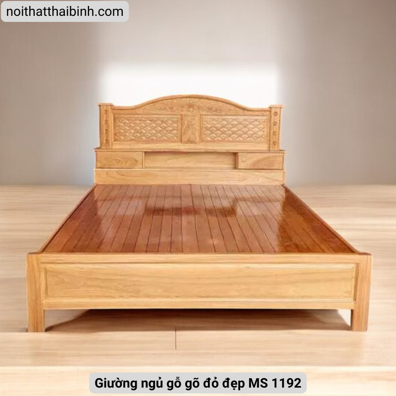 Giường ngủ gỗ gõ đỏ đẹp MS 1192 - Ảnh 3