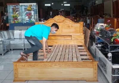 Giường ngủ gỗ gõ đỏ mẫu quạt