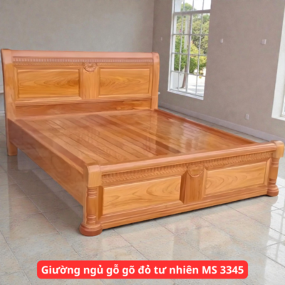 Giường ngủ gỗ gõ đỏ tự nhiên MS 3345