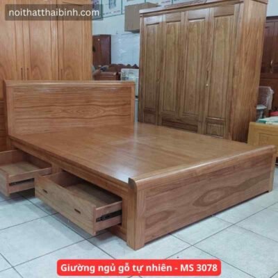Giường Ngủ Gỗ Tự Nhiên Cao Cấp Mã 3078 Có Ngăn Kéo Tiện Lợi