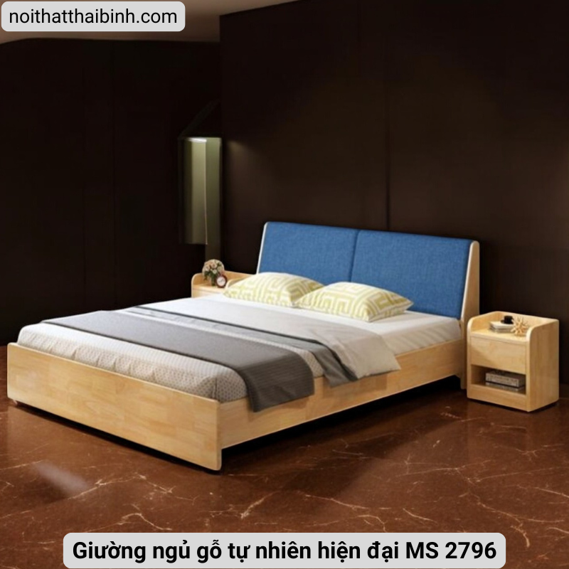Giường ngủ gỗ tự nhiên hiện đại MS 2796 - Ảnh 3