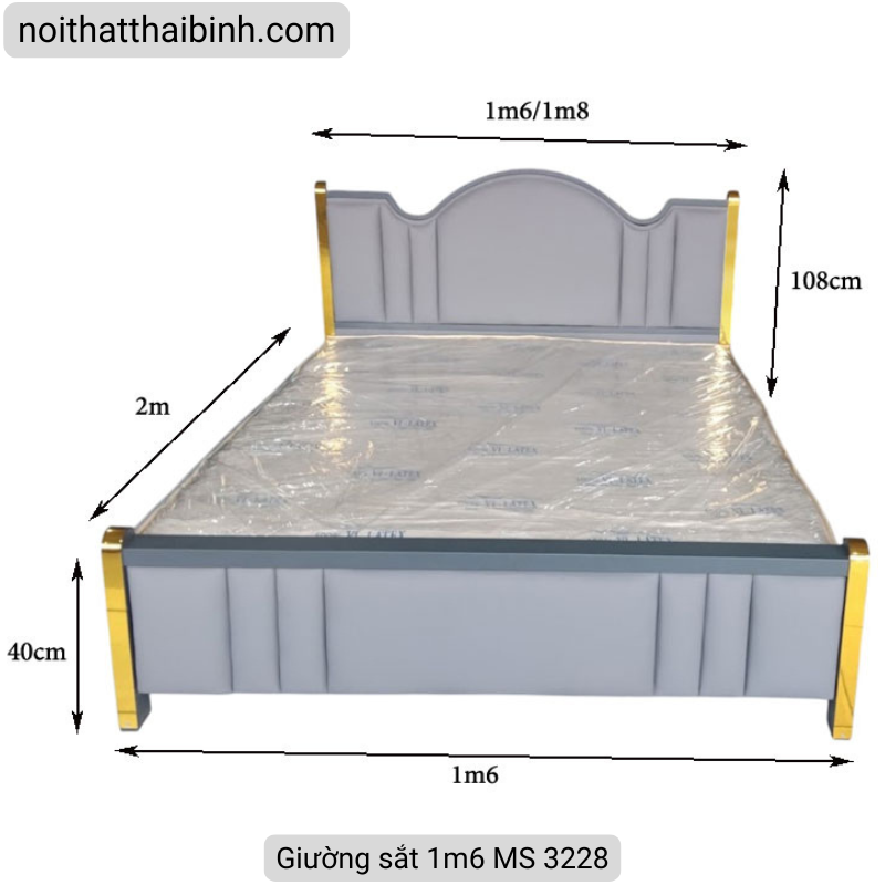 Giường sắt 1m6 MS 3228 - Ảnh 4