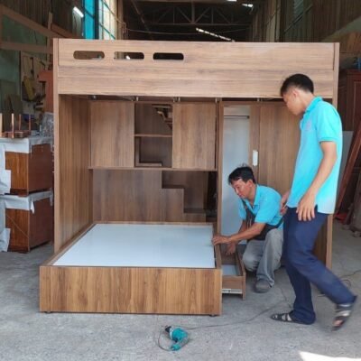 Giường tầng cho bé kết hợp tủ áo MS 3087