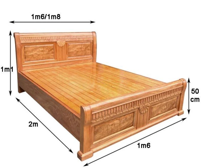 Giường ngủ gỗ tự nhiên vạt phản MS 2945 - Ảnh 6