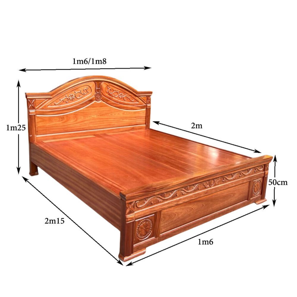 Mẫu giường gỗ xoan đào đẹp MS 3187 - Ảnh 7
