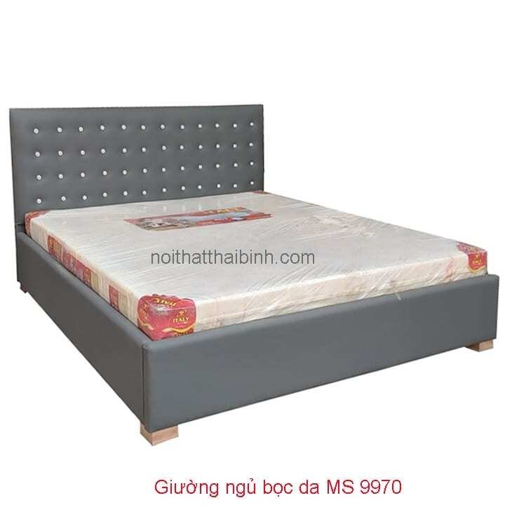 Giường ngủ bọc da MS 9970 Giá bán = 12.000.000 đ - Tặng Nệm Cao Su Non AMERICAN