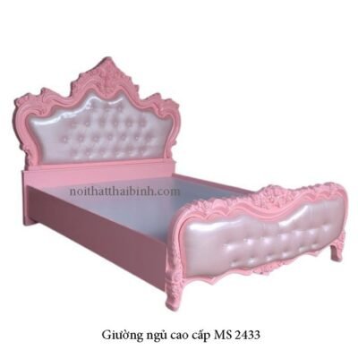 Giường ngủ cao cấp màu hồng MS 2433