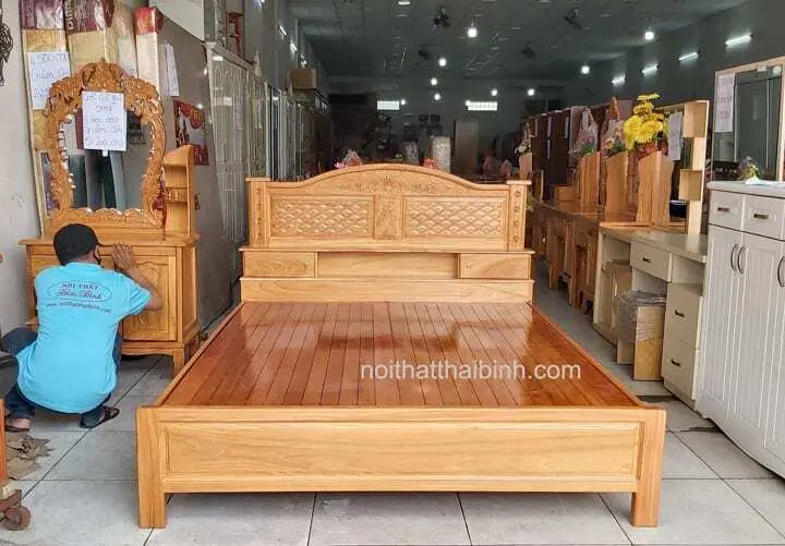 Giường ngủ gỗ gõ đỏ đẹp MS 1192 - Ảnh 4