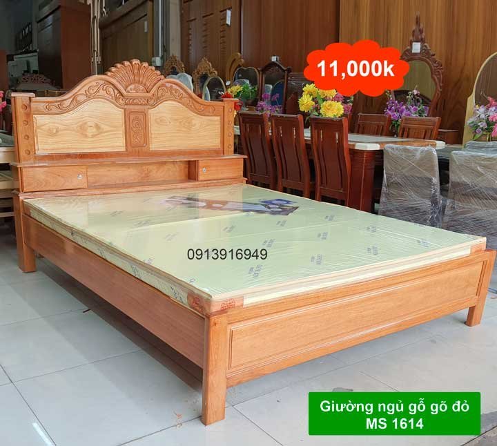 Giường ngủ gỗ gõ đỏ MS 1614