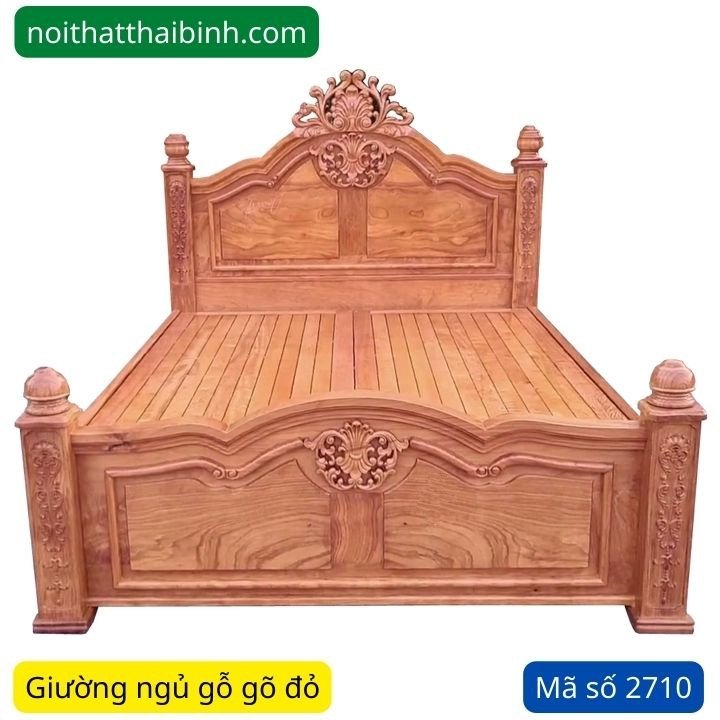 Giường gỗ gõ đỏ cao cấp MS 2710