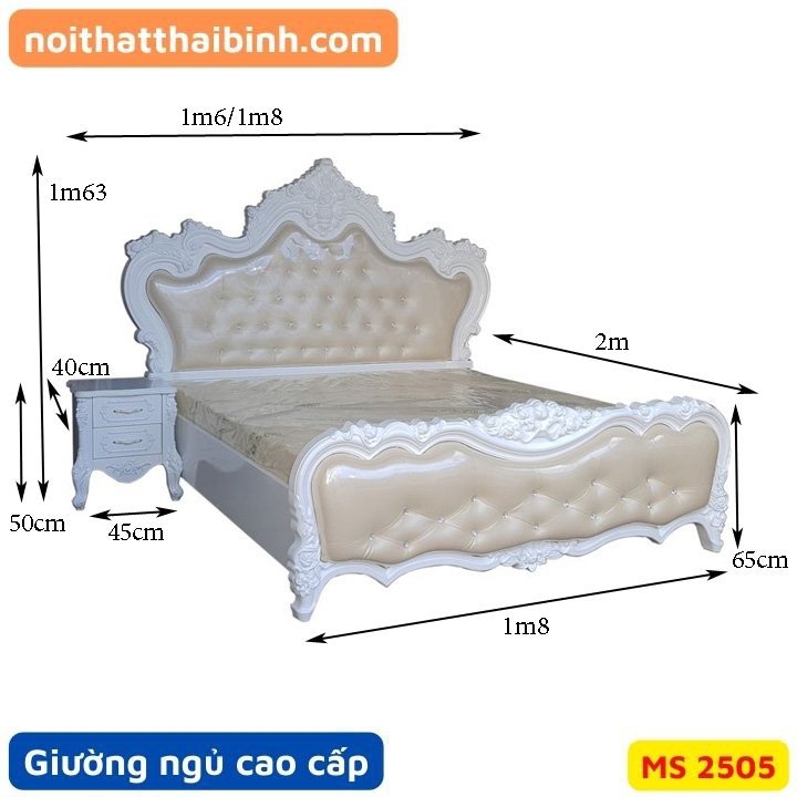 Giường ngủ tân cổ điển cao cấp MS 2505 - Ảnh 5