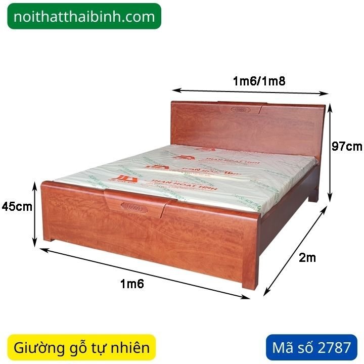 Giường ngủ làm từ gỗ tự nhiên MS 2787 - Ảnh 3