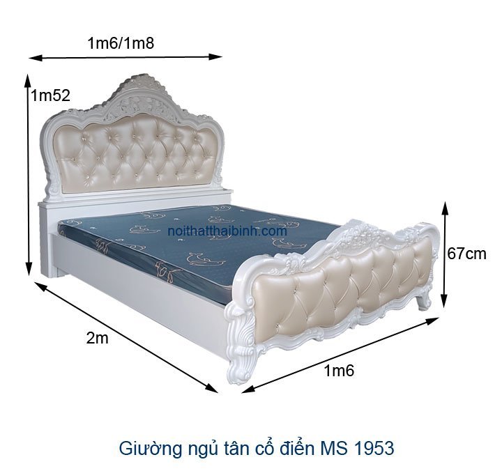 Giường ngủ tân cổ điển MS 1953 - Ảnh 4